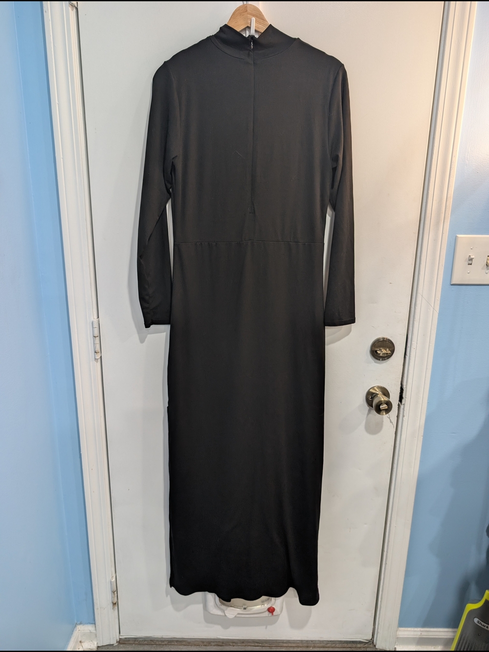 Quince Recycled Knit Mock Neck Maternity Maxi Dress Black Size Large - Picture 4 of 6